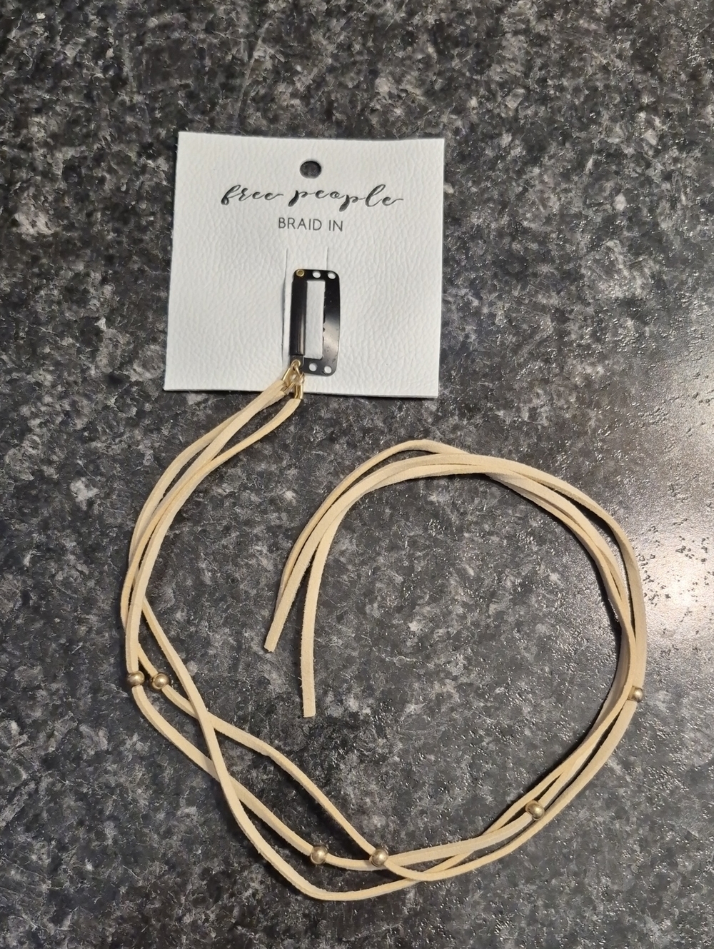 Free People Beige Suede Braid In Hair Clip